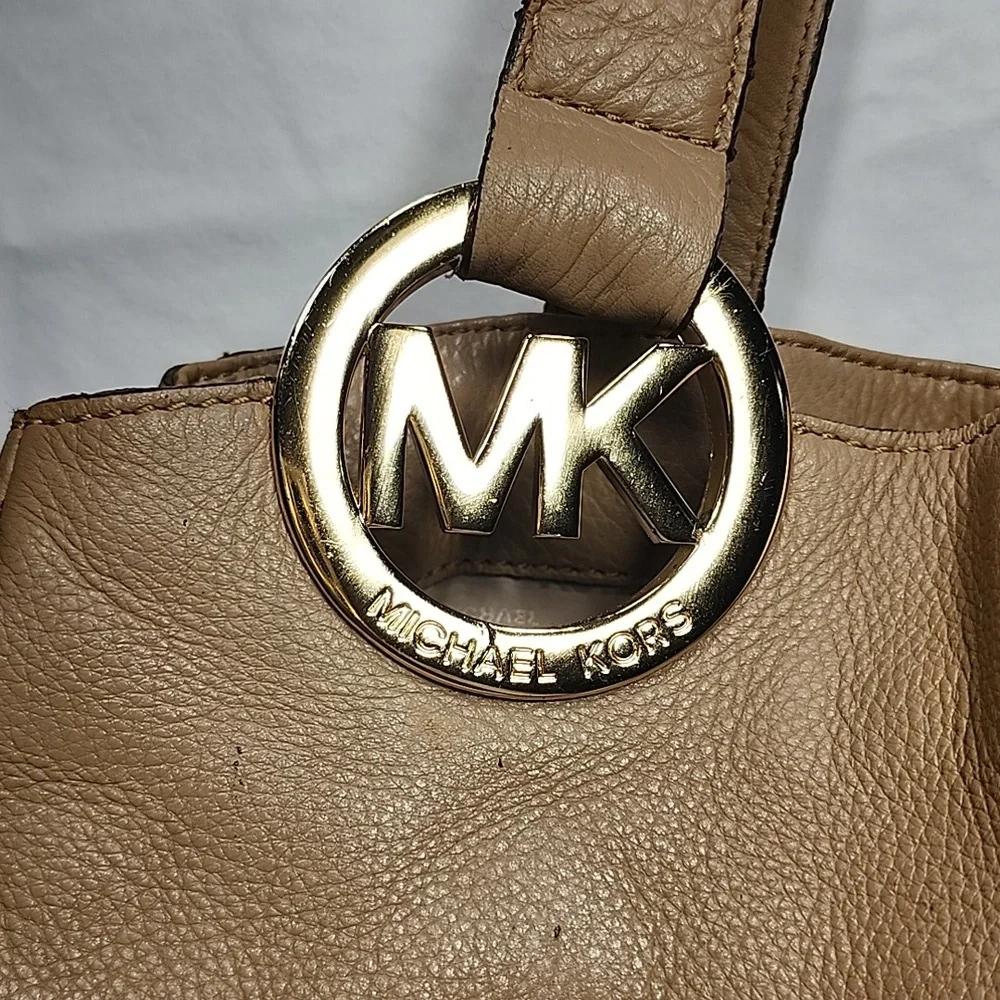 MICHAEL KORS FULTON XL Leather Tote Bag Satchel Shoulder Bag Multi‎ Section Hobo